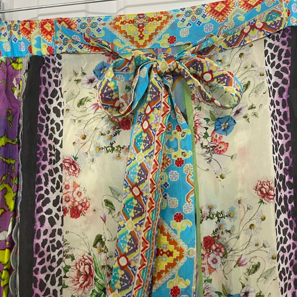 Johnny Was silk palazzo pants , elastic waist